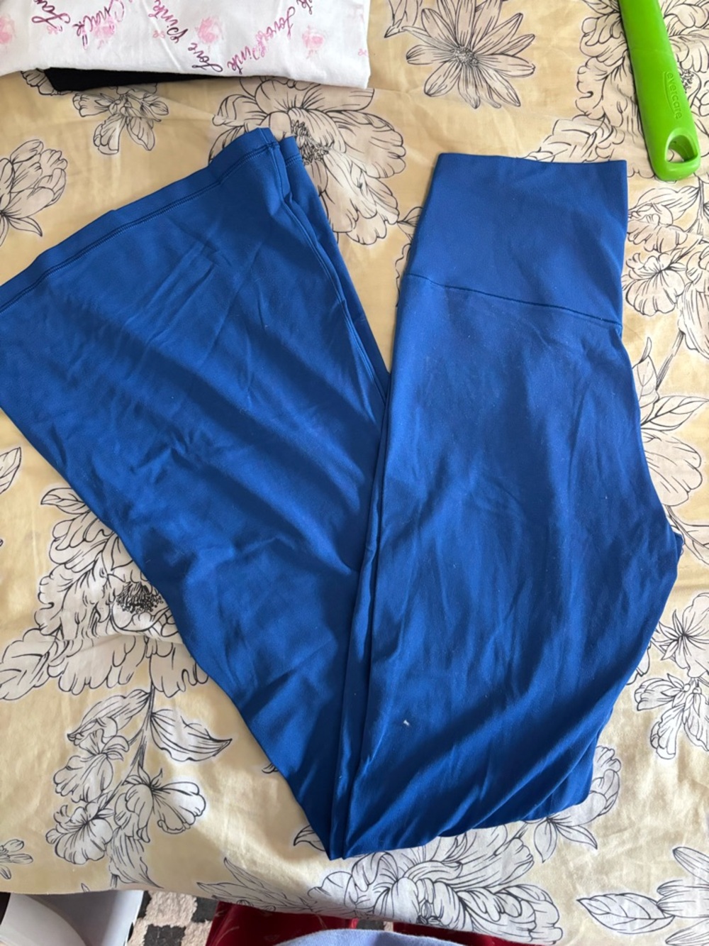 Royal Blue High-Waist Crossover Flares